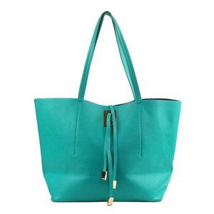 SHIRALEAH Tote Bag Purse Handbag Vegan Leather Teal Blue Anthropologie